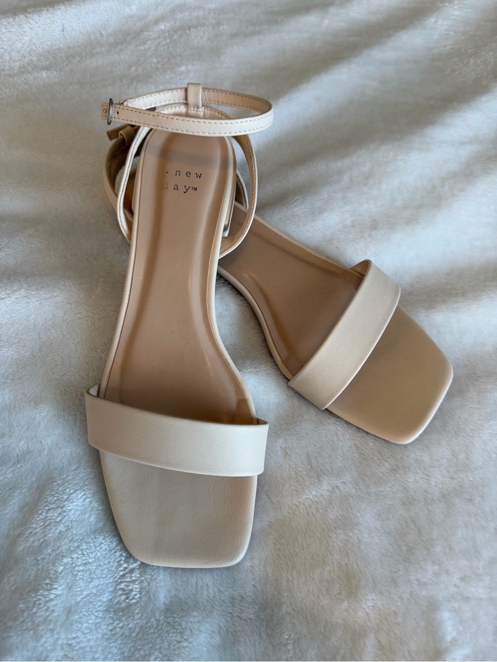 a new day Cream Square-Toe Ankle-Strap Sandals